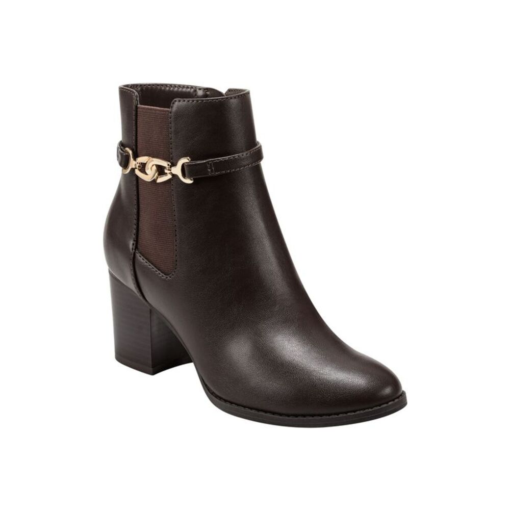 BANDOLINO Womens Brown Chain Goring Dattie Round Toe Block Heel Booties 9.5 M